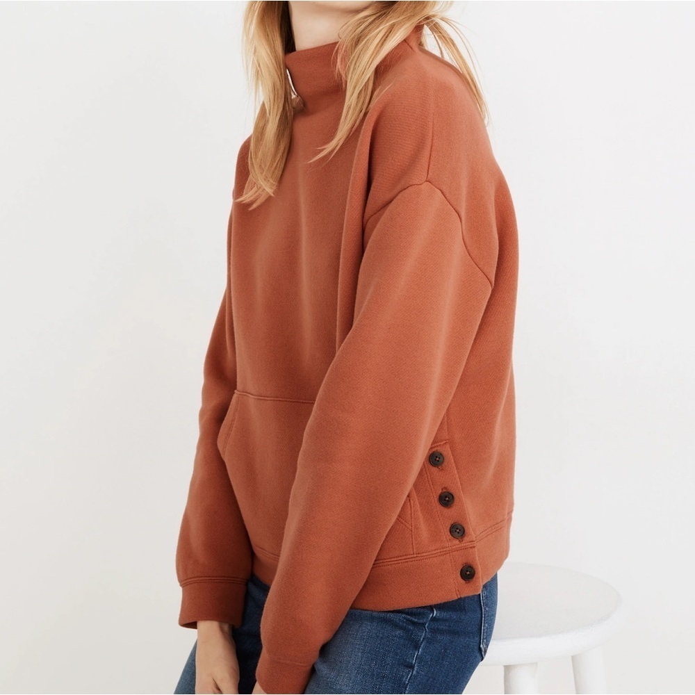 Madewell MWL Betterterry Mockneck Side-Button Sweatshirt Women's M Rust